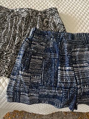 Two Printed Shorts — Navy & Black Graphic Prints